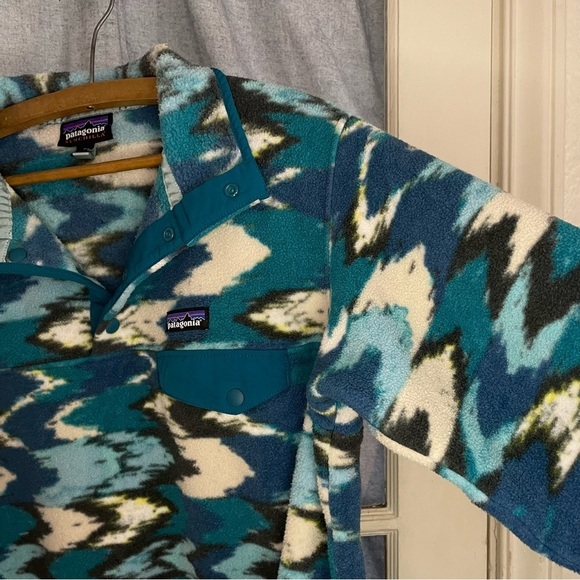 Vintage Med Synchilla Trout Tales Elwha Blue Snap-T Fleece - Picture 12 of 16